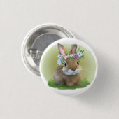 キュートなイースター前向きバニー 缶バッジ (正面&裏面)