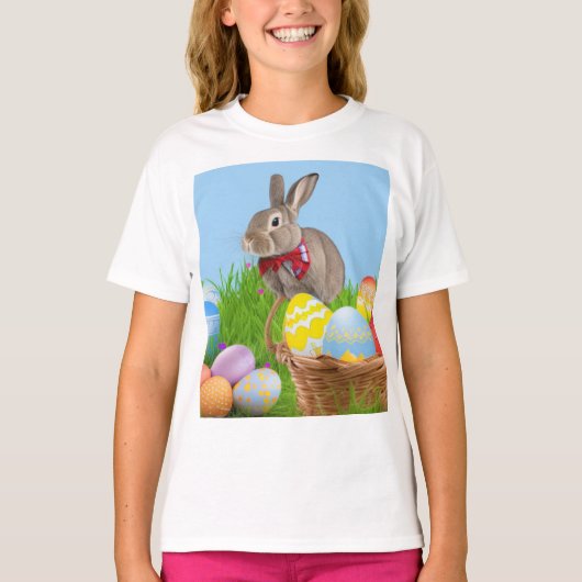 キュートなイースター前向きバニー Tシャツ (正面)