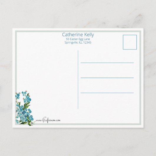 キュートなイースター忘れバニーとメノー ポストカード (裏面)