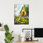 キュートなイースター絵を描バニーのウォールアート ポスター (ホームオフィス)