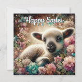 キュートなイースター賛美ラムクリスチャンの聖句 シーズンカード (正面)