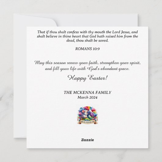 キュートなイースター賛美ラムクリスチャンの聖句 シーズンカード (裏面)