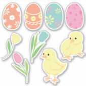 キュートなイースター飾チク、卵とチューリップ シール (正面)