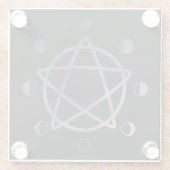 キュートなウィッカペンタグラムとムーンフェイズガラスコースター ガラスコースター (裏面)