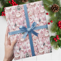 キュートなウィンタータウンモダンピンクのクリスマス