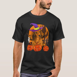 キュートなウィーナーダックスフントの魔女のかぼちゃドッグラバーホール Tシャツ