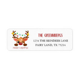キュートなウインクのトナカイのツリークリスマスライト ラベル