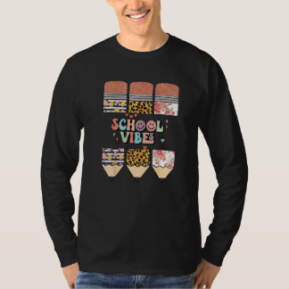 キュートなウェルカムスクールビブラブティーチャーヒョウ柄鉛筆 Tシャツ