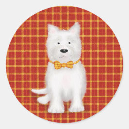 キュートなウエストハイランドテリアラウンドスティッカー ラウンドシール