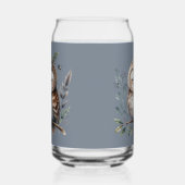 キュートなウオーターカラーフクロウとフローラウッドランドスタイル ガラス缶 (左)