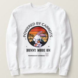 キュートなウサギがニンジンを抱えるレトロな夕焼けTシャツ スウェットシャツ