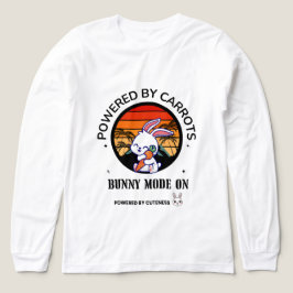 キュートなウサギがニンジンを抱えるレトロな夕焼けTシャツ トライブレンドTシャツ