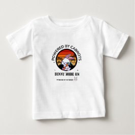 キュートなウサギがニンジンを抱えるレトロな夕焼けTシャツ ベビーTシャツ