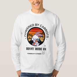 キュートなウサギがニンジンを抱えるレトロな夕焼けTシャツ Tシャツ