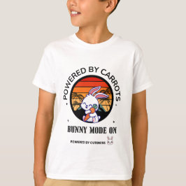 キュートなウサギがニンジンを抱えるレトロサンセットTシャツ Tシャツ