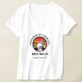 キュートなウサギがニンジンを抱えるレトロサンセットTシャツ Tシャツ