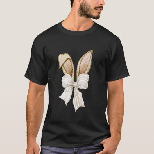 キュートなウサギの耳のカチューシャ リボン付き Tシャツ (正面)