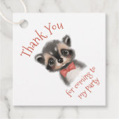 キュートなウッドランドのアライグマ弓タイありがとう フェイバータグ (正面)