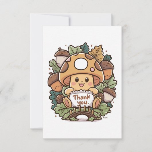 キュートなウッドランドキノコサンキューカード サンキューカード (正面)