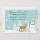 キュートなウッドランドディアーと雪だるまクリスマス シーズンカード (裏面)