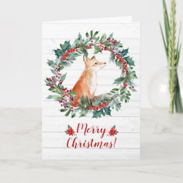 キュートなウッドランドフォックスのクリスマス カード