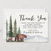 キュートなウッドランドベアのベビーシャワー サンキューカード (正面)