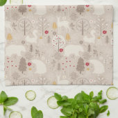 キュートなウッドランド動物の北欧パターンクリスマス キッチンタオル (折り畳み)