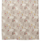 キュートなウッドランド動物の北欧パターンクリスマス シャワーカーテン (正面)