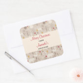 キュートなウッドランド動物の北欧パターンクリスマス スクエアシール (封筒)