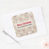 キュートなウッドランド動物の北欧パターンクリスマス スクエアシール (封筒)