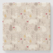 キュートなウッドランド動物の北欧パターンクリスマス ストーンコースター (正面)