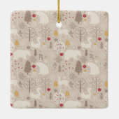 キュートなウッドランド動物の北欧パターンクリスマス セラミックオーナメント (裏面)