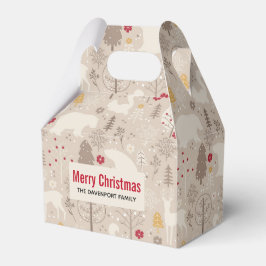 キュートなウッドランド動物の北欧パターンクリスマス フェイバーボックス