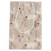 キュートなウッドランド動物の北欧パターンクリスマス ミディアムペーパーバッグ (裏面)