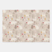 キュートなウッドランド動物の北欧パターンクリスマス ラッピングペーパーシート (正面2)