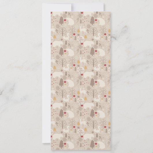 キュートなウッドランド動物の北欧パターンクリスマス 招待状 (裏面)