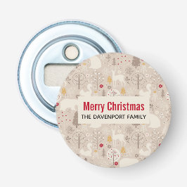 キュートなウッドランド動物の北欧パターンクリスマス 栓抜き