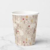 キュートなウッドランド動物の北欧パターンクリスマス 紙コップ (裏面)