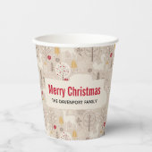 キュートなウッドランド動物の北欧パターンクリスマス 紙コップ (正面)