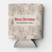 キュートなウッドランド動物の北欧パターンクリスマス 缶クーラー (正面)