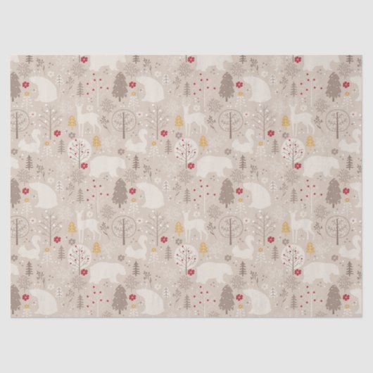 キュートなウッドランド動物の北欧パターンクリスマス 薄葉紙 (正面)