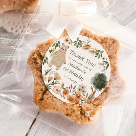 キュートなウッドランド動物1歳の誕生日パーティークラシック ラウンドシール