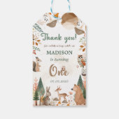 キュートなウッドランド動物1歳の誕生日パーティー ギフトタグ (裏面)