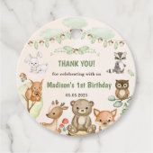キュートなウッドランド動物1歳の誕生日パーティー フェイバータグ (正面)