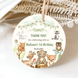 キュートなウッドランド動物1歳の誕生日パーティー フェイバータグ