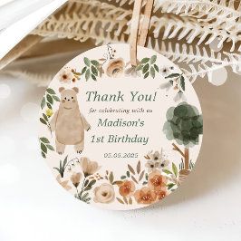 キュートなウッドランド動物1歳の誕生日パーティー フェイバータグ