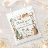 キュートなウッドランド動物1歳の誕生日パーティー フェイバーバッグ (クリップ留めされた状態)