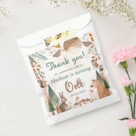 キュートなウッドランド動物1歳の誕生日パーティー フェイバーバッグ