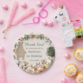 キュートなウッドランド動物1歳の誕生日パーティー ペーパープレート (パーティー)