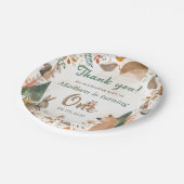 キュートなウッドランド動物1歳の誕生日パーティー ペーパープレート (アングル)